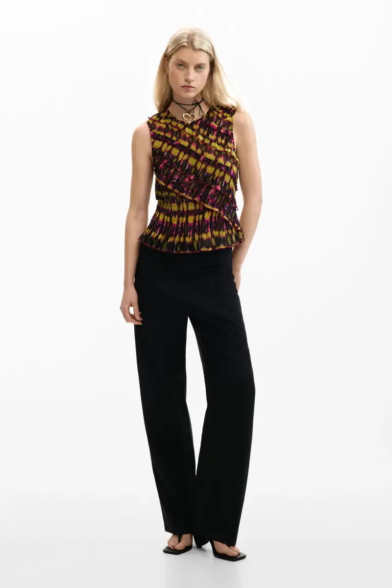 blusa senza maniche stampata GREEN miniatura 2