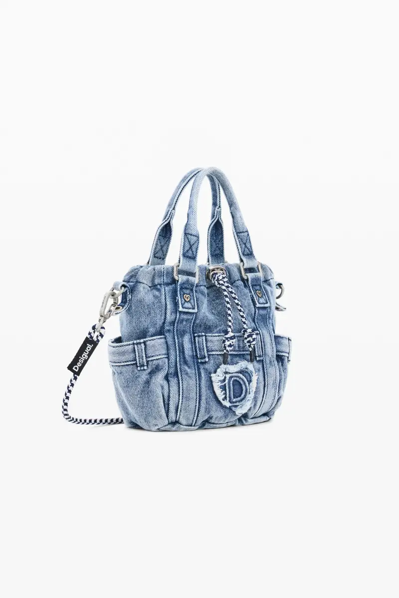 Borsa a tracolla mini in denim BLUE miniatura 2