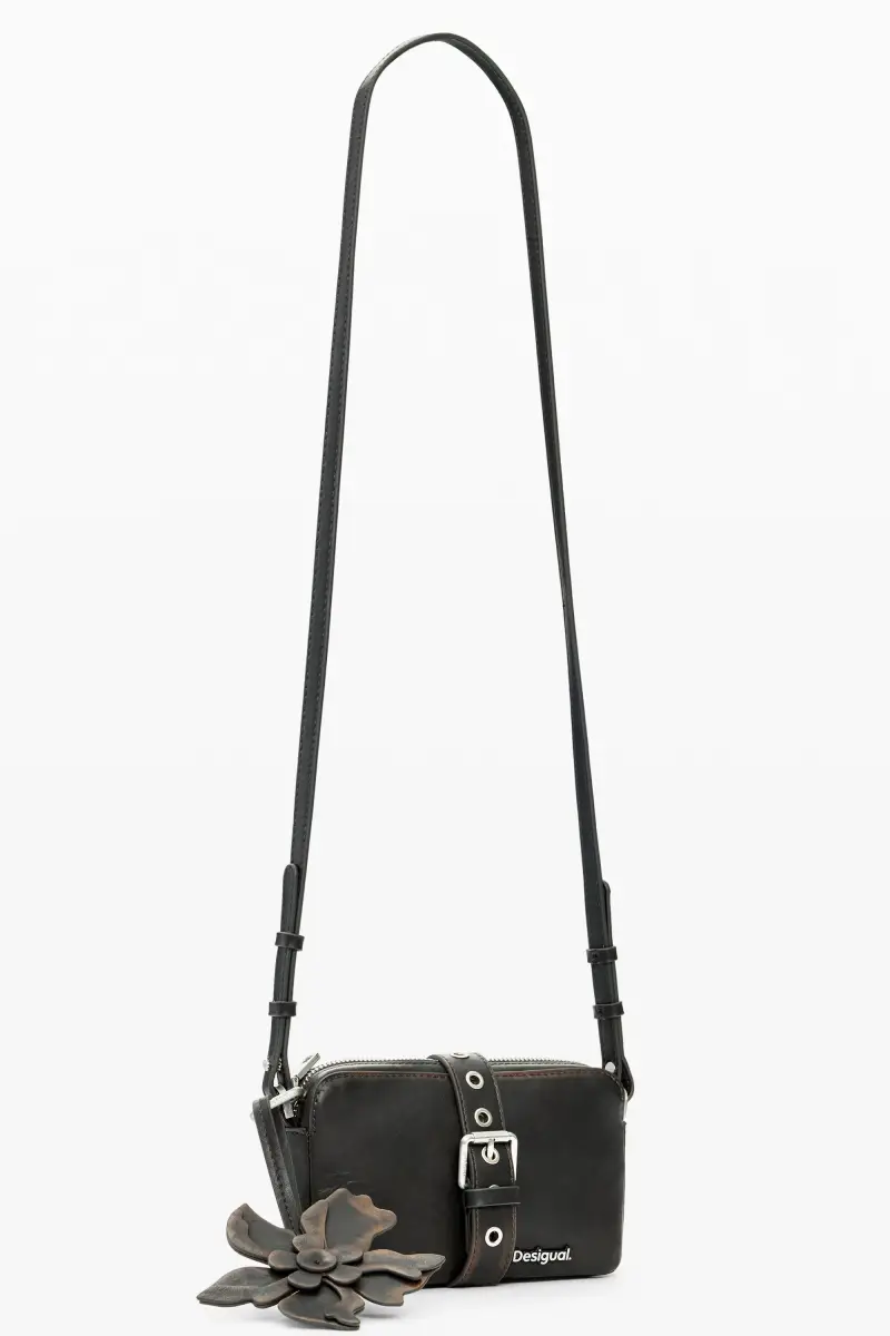 Borsa con applicazioni floreali BROWN miniatura 2