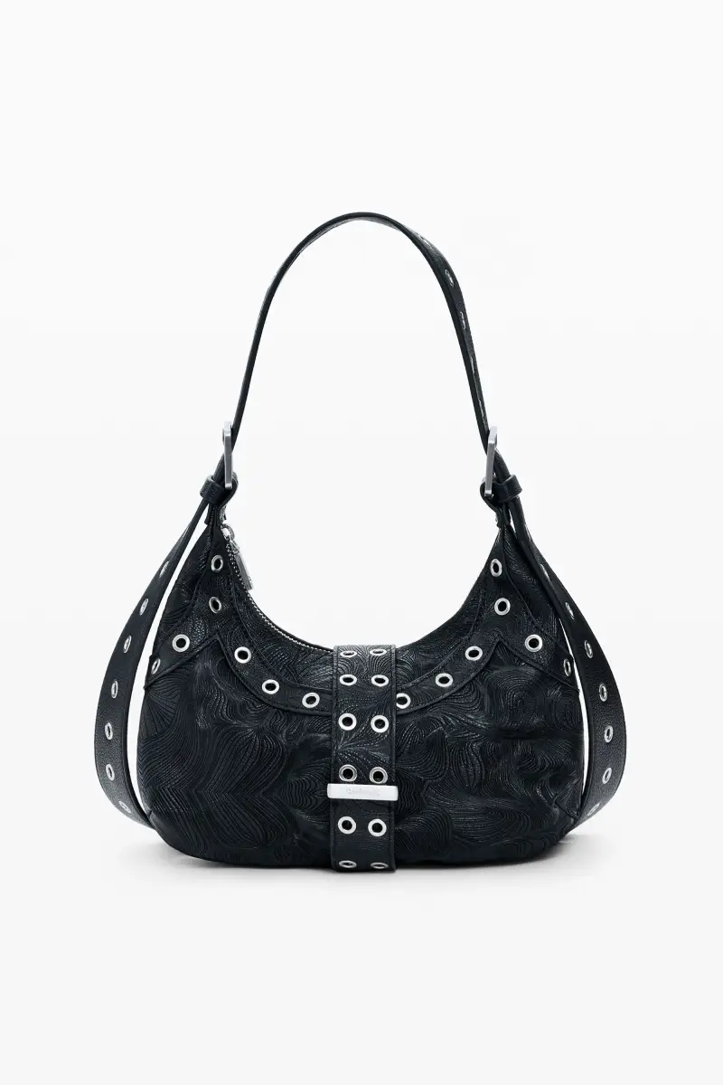 Borsa con rilievi e borchie BLACK