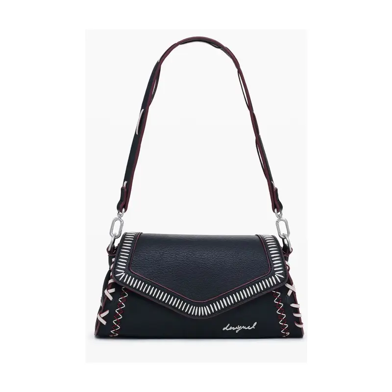 Borsa Donna a Spalla Nera Manhattan Pespuntes Zarauz Nero