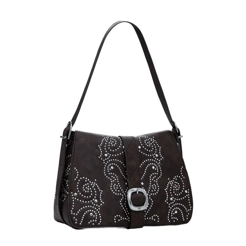 Borsa Donna Marrone Poker Face Posadas con Borchie miniatura 3