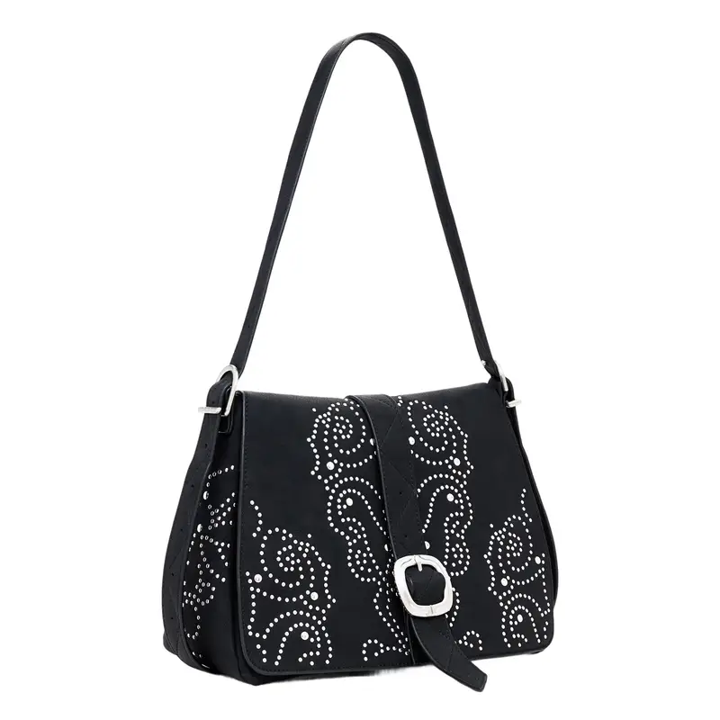 Borsa Donna Nera Poker Face Posadas con Borchie Nero miniatura 3