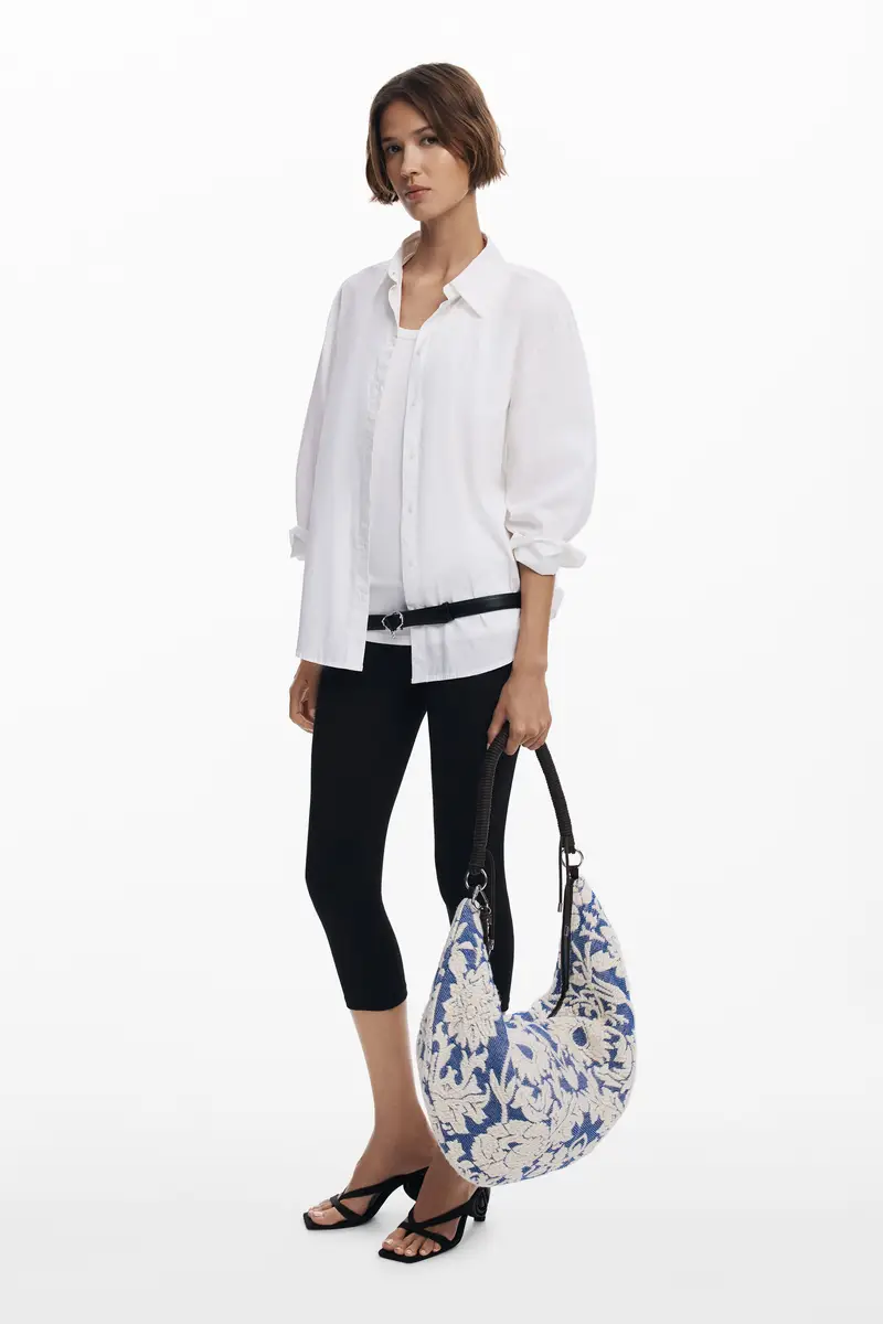 Borsa grande a fiori BLUE miniatura 2