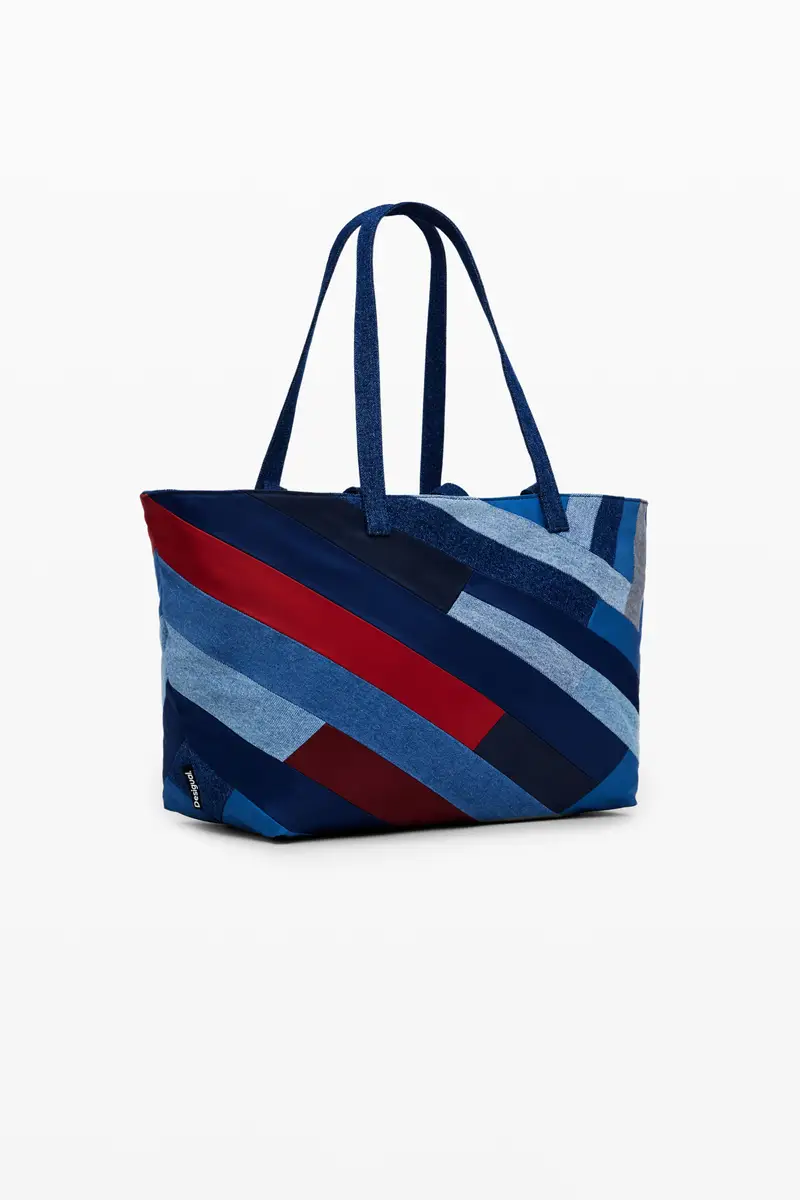 Borsa in denim a righe BLUE miniatura 2