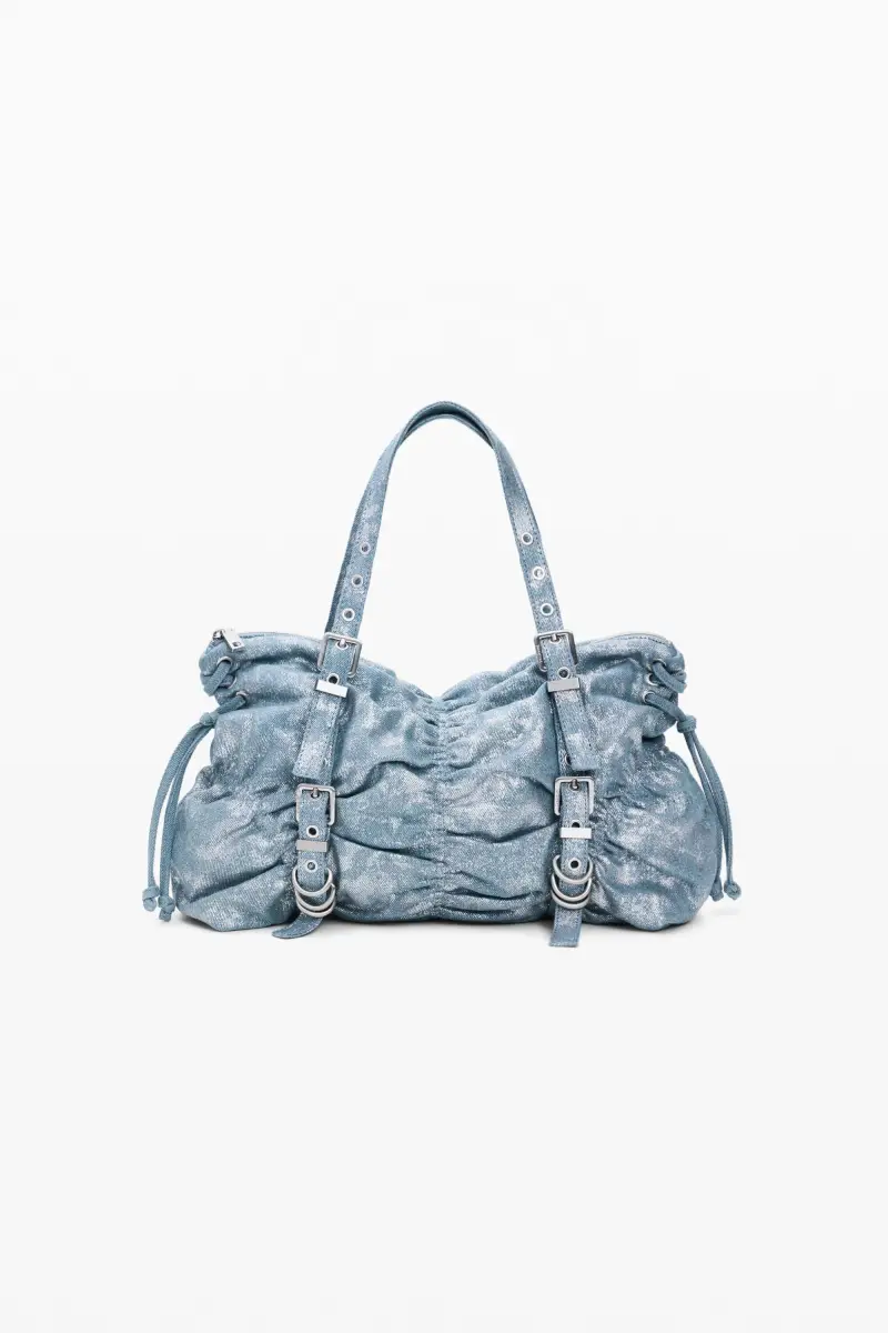 Borsa in denim arricciata BLUE