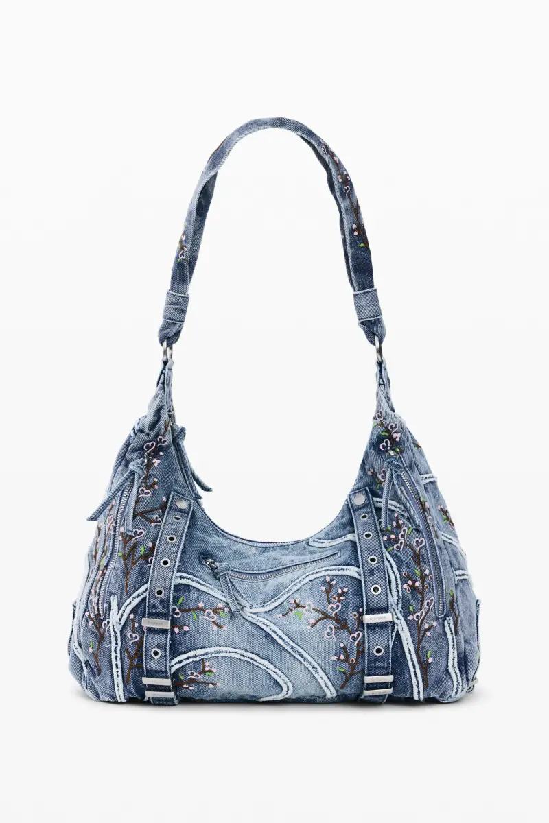 Borsa in denim con fibbie BLUE