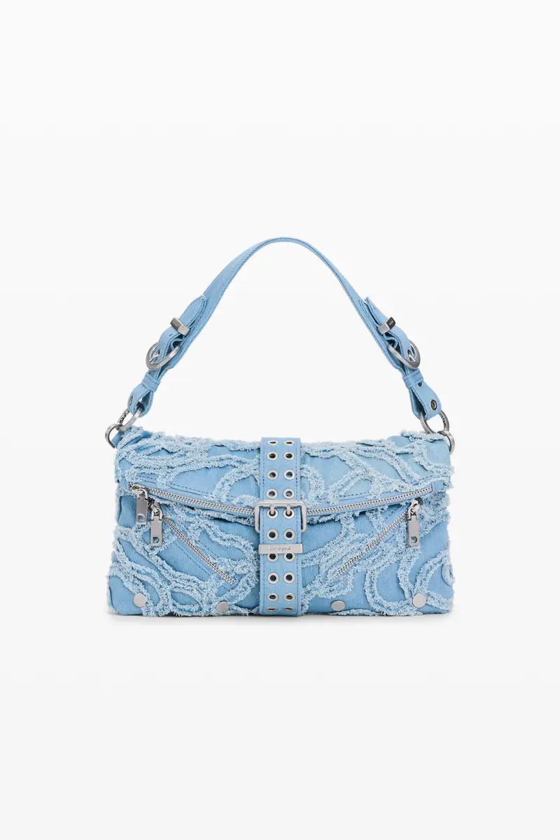 borsa in denim ricamata BLUE