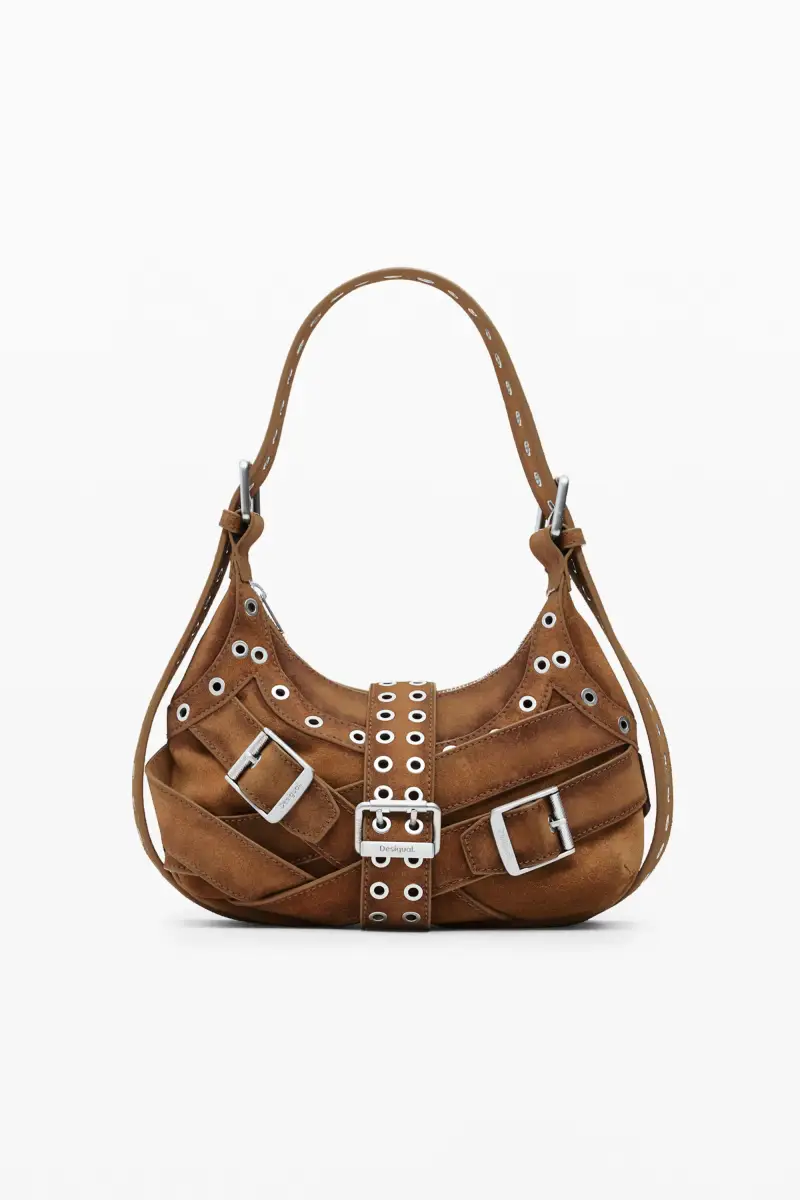 Borsa in pelle con fibbie di medie dimensioni MATERIAL FINISHES