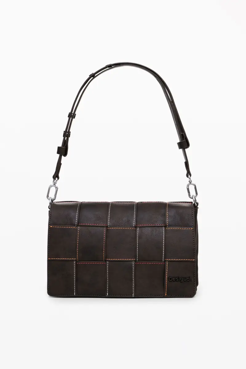 Borsa intrecciata effetto pelle BROWN