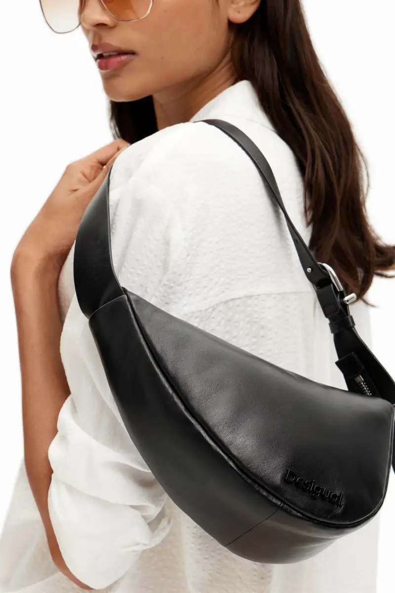 Borsa M ovale pelle BLACK miniatura 2