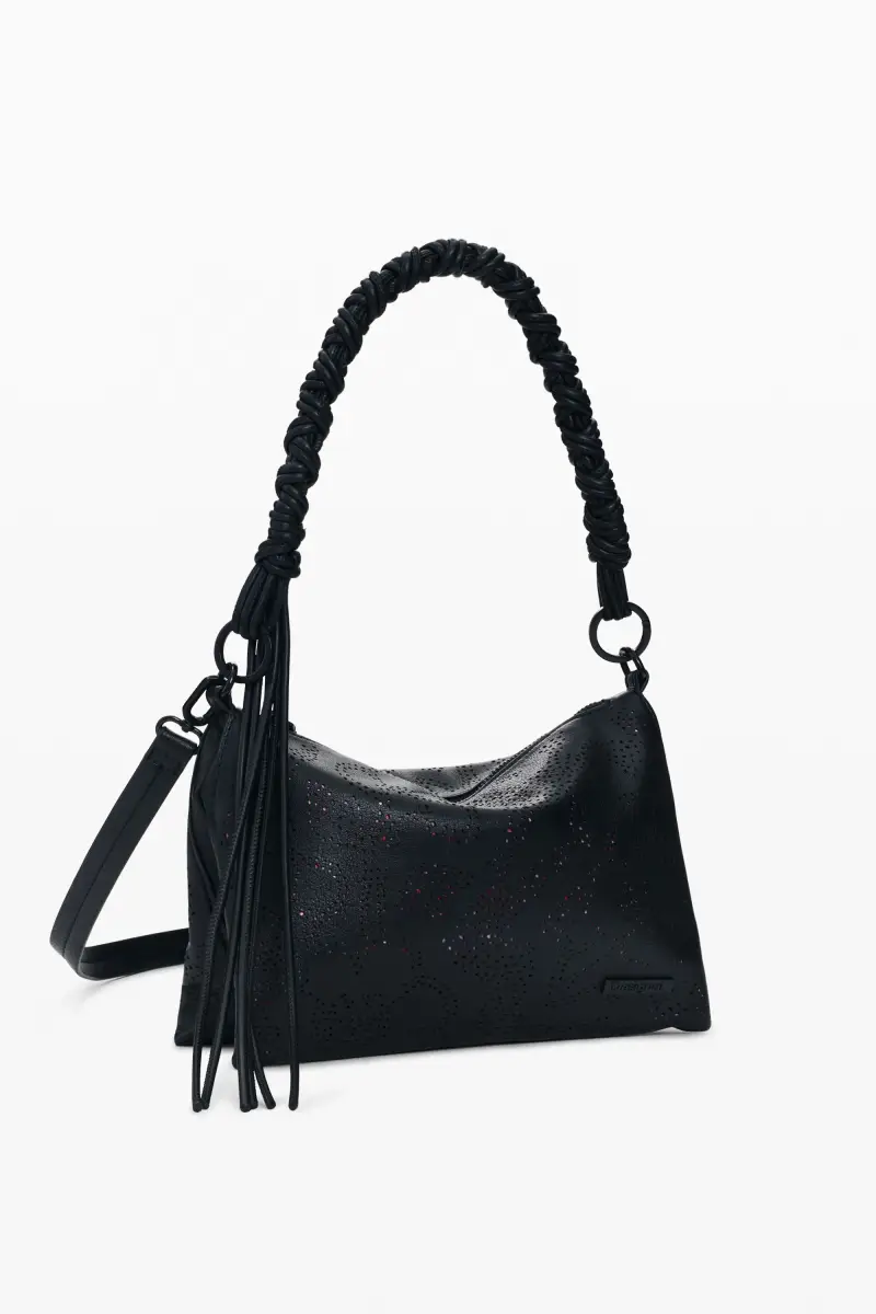 Borsa media a fiori BLACK miniatura 2