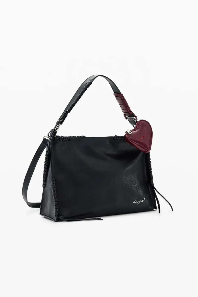 Borsa media con charm a forma di cuore BLACK miniatura 2