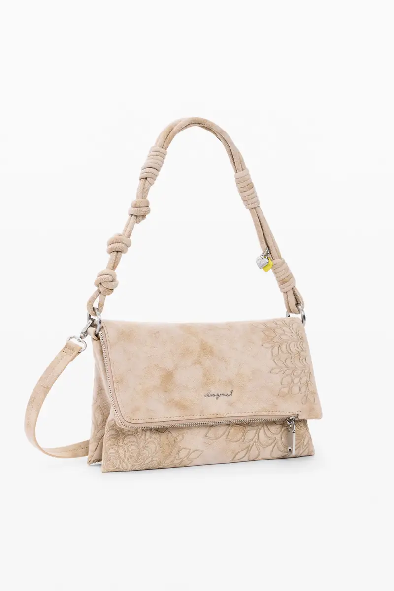 Borsa media con patta ricamata WHITE miniatura 2