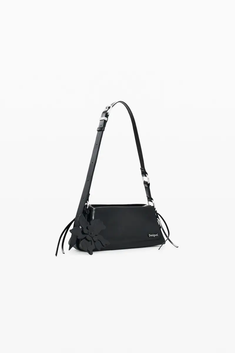 Borsa media effetto pelle charm BLACK miniatura 2