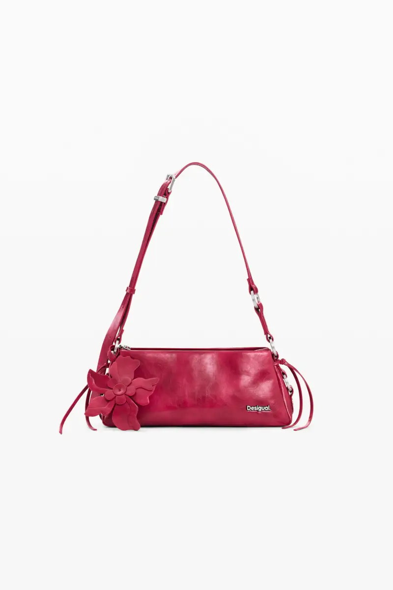 Borsa media effetto pelle charm RED