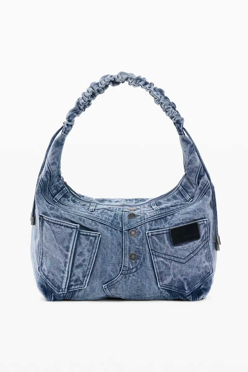 Borsa media in denim BLUE