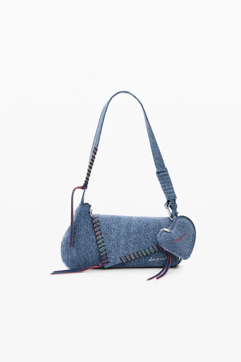 Desigual Borsa media in denim con cuore blu