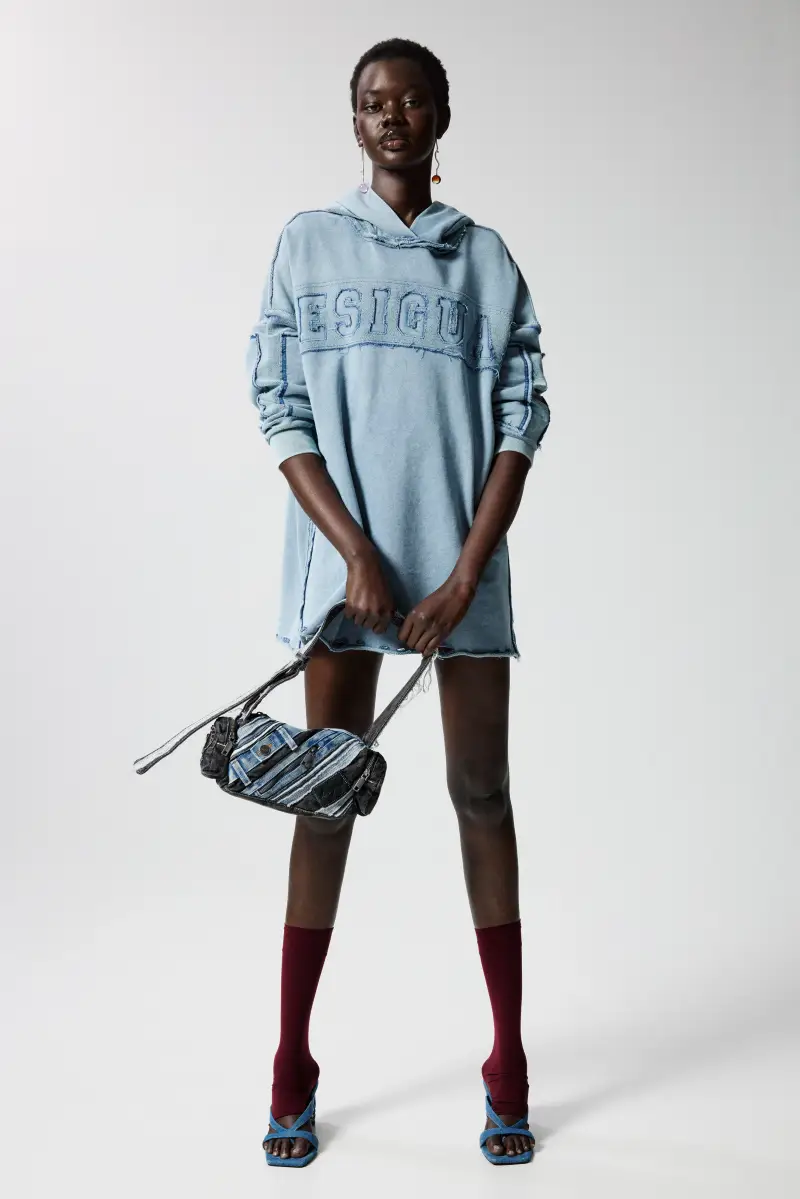 Borsa media in denim patch BLUE miniatura 2