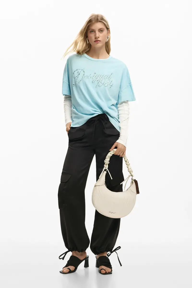 Borsa media ovale con incisioni WHITE miniatura 2