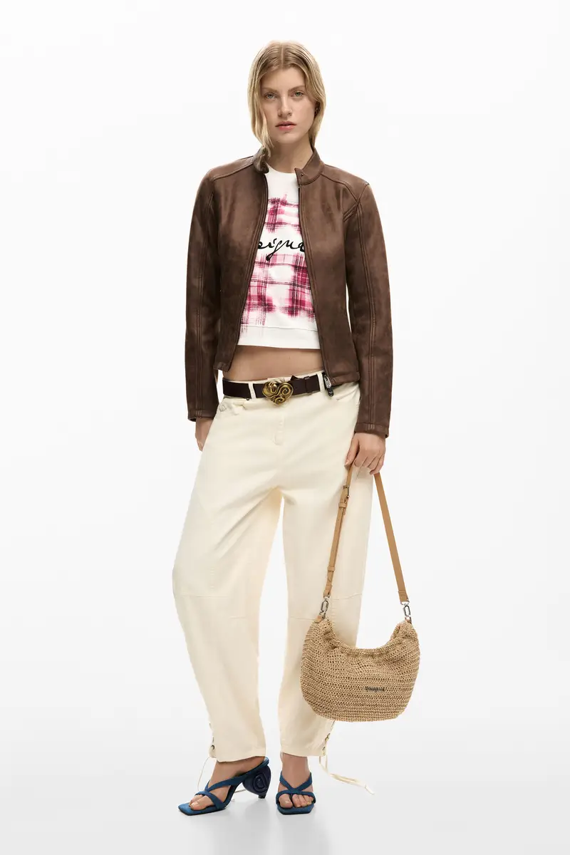 borsa media ovale in rafia con charms WHITE miniatura 2