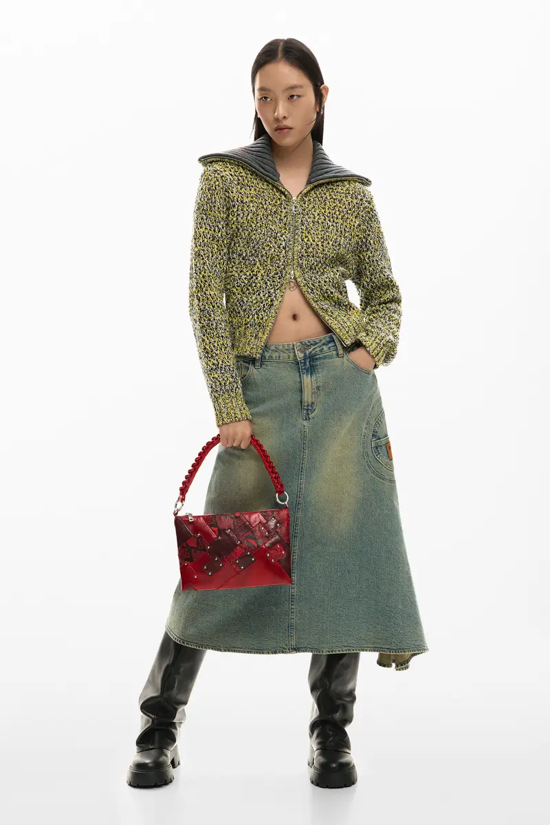 Borsa media quadrata snake RED miniatura 2