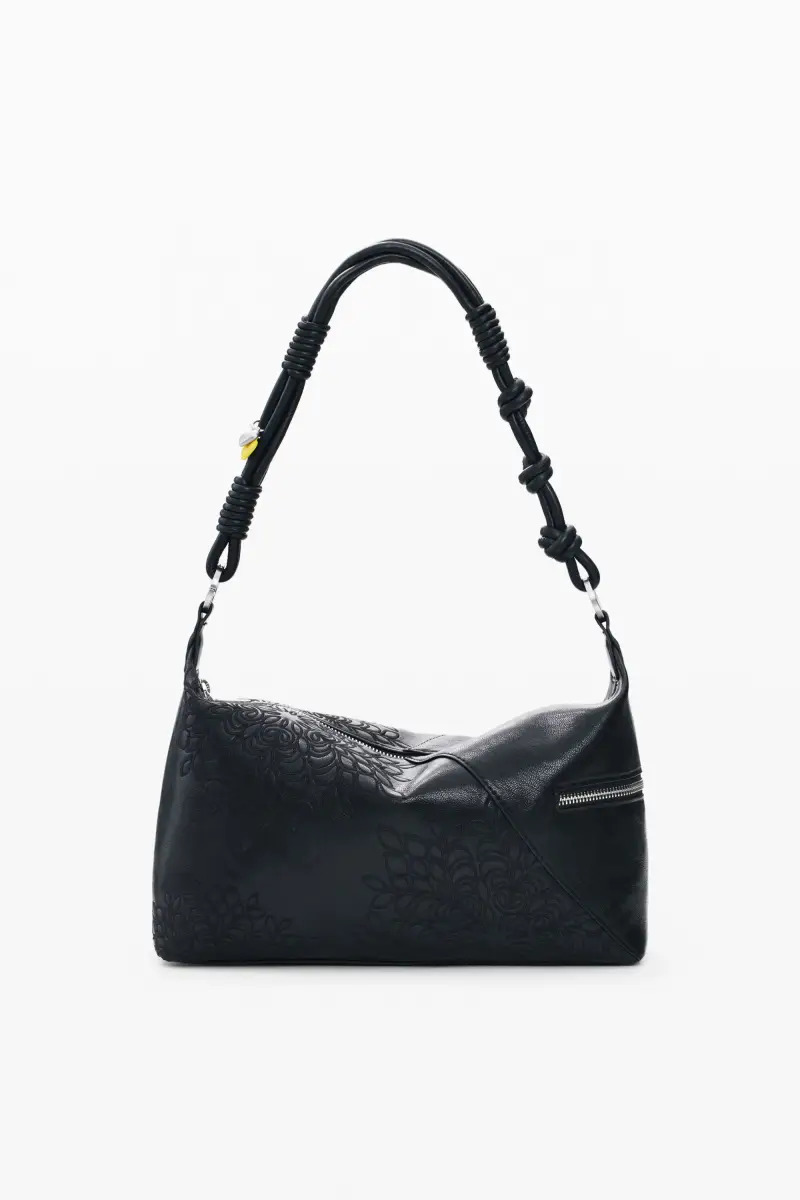 Borsa media ricamata BLACK