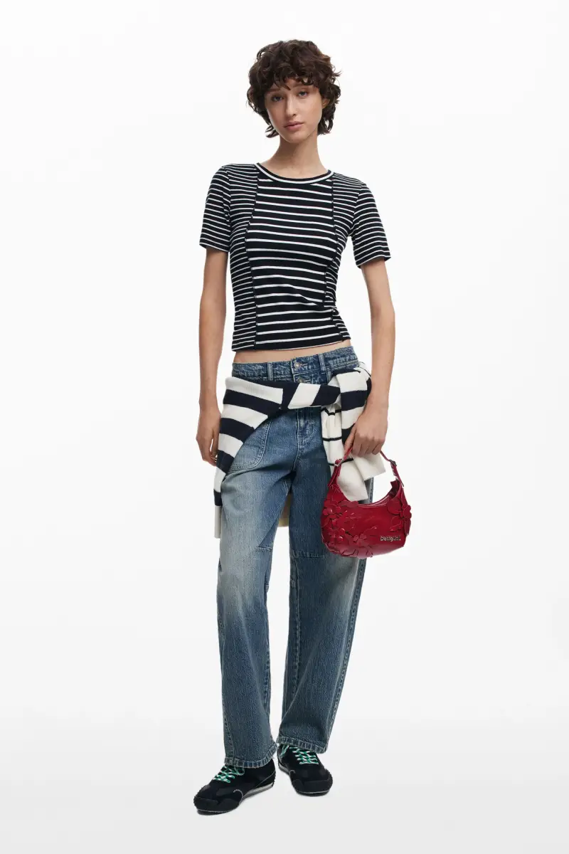 Borsa piccola con applicazioni floreali brillanti RED miniatura 2