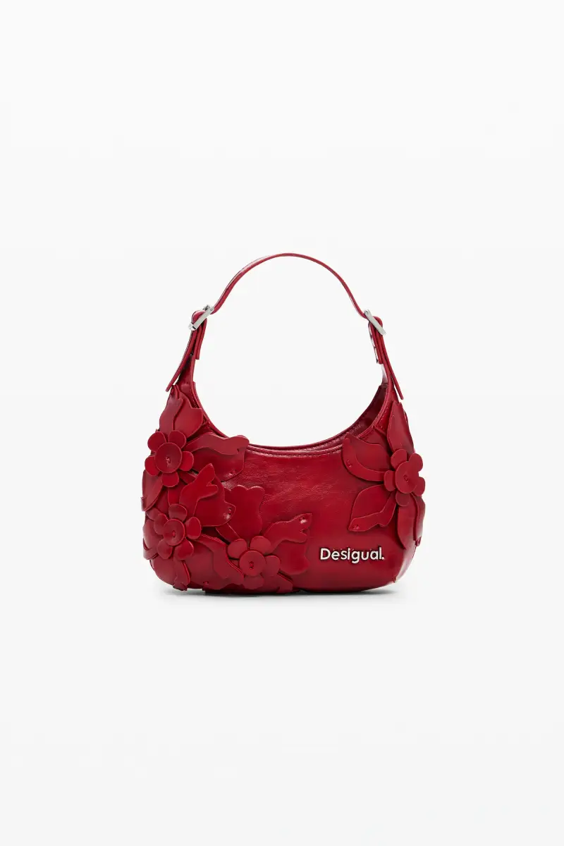 Borsa piccola con applicazioni floreali brillanti RED