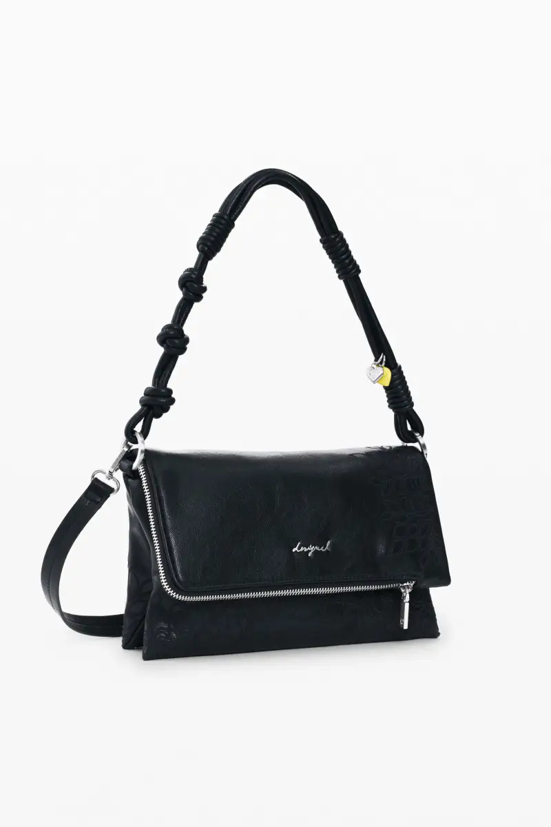 Borsa piccola con patta ricamata BLACK miniatura 2