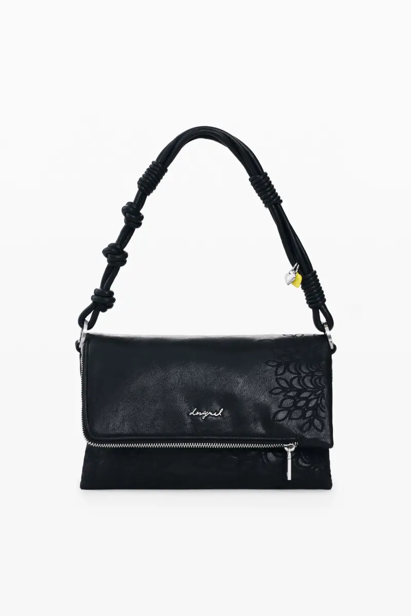 Borsa piccola con patta ricamata BLACK