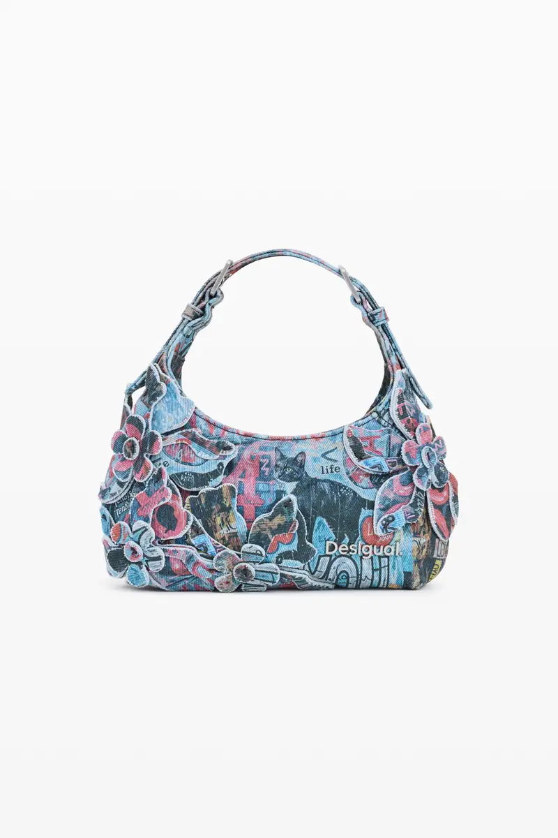 borsa piccola con stampe e applicazioni MATERIAL FINISHES