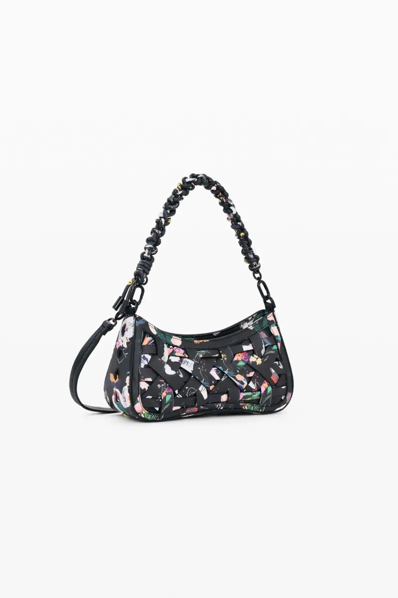 borsa piccola intrecciata collage BLACK miniatura 2