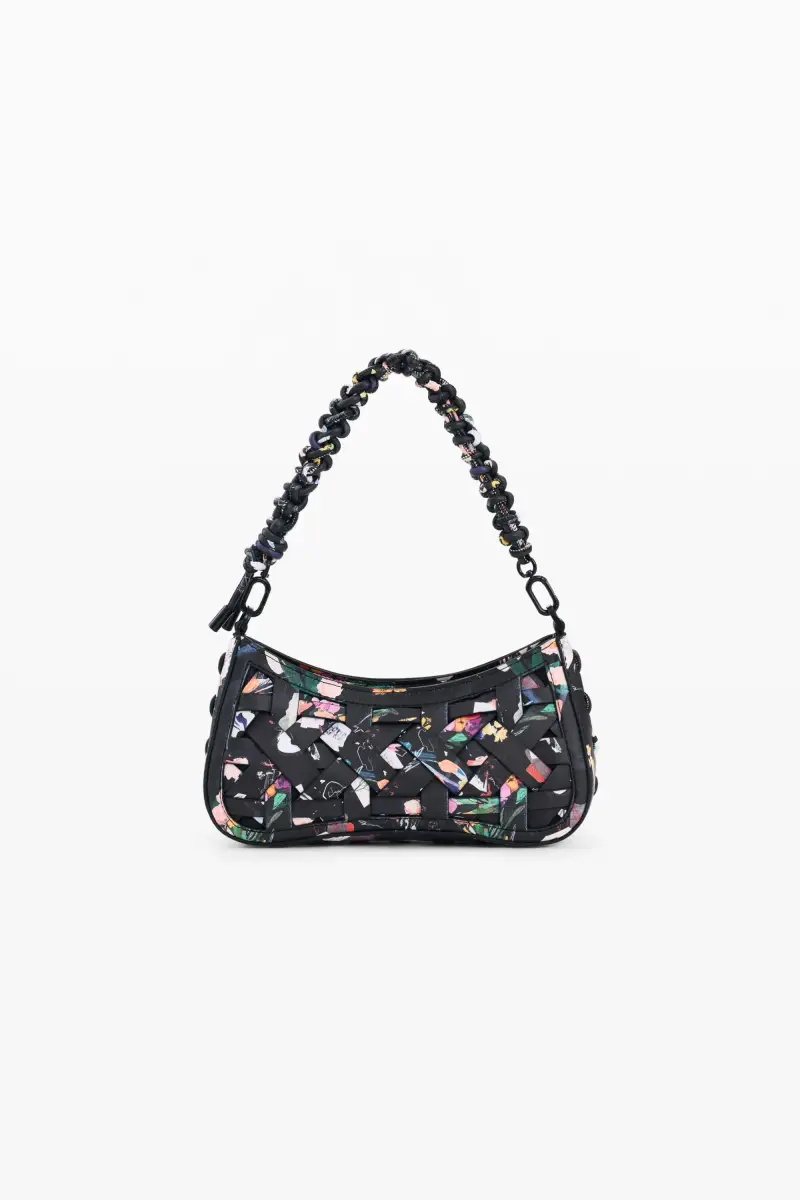 borsa piccola intrecciata collage BLACK