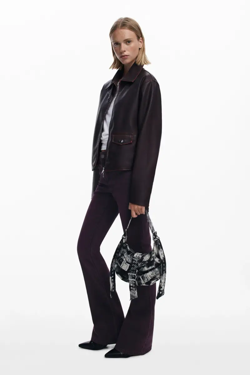 Borsa stampata con fibbie di medie dimensioni MATERIAL FINISHES miniatura 2