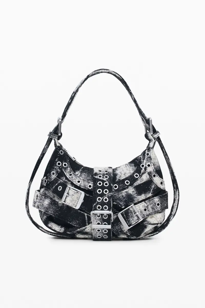 Borsa stampata con fibbie di medie dimensioni MATERIAL FINISHES