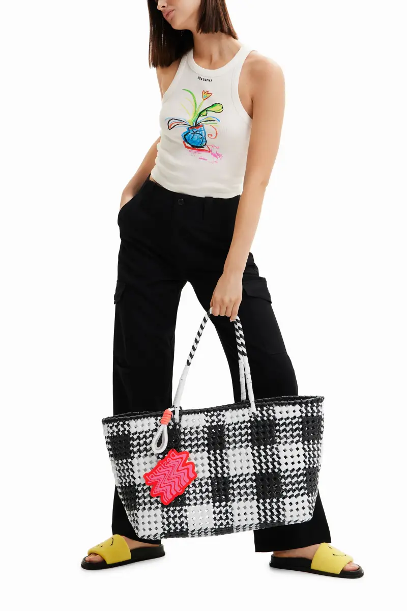 Borsa tote XL intrecciata WHITE miniatura 2