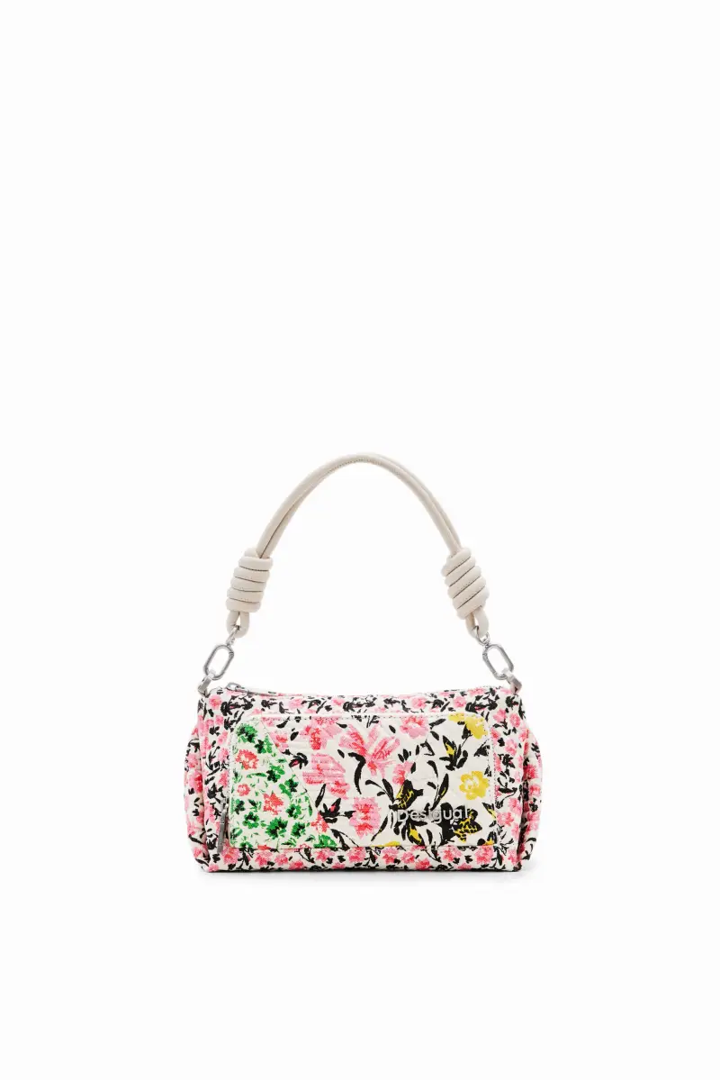 Borsa tracolla S tela fiori WHITE