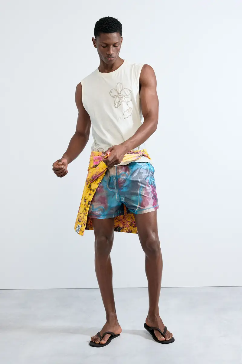 boxer da bagno stampato RED