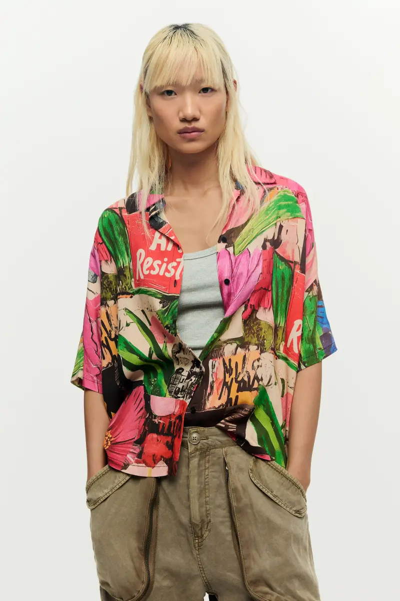 camicia a fantasia floreale RED