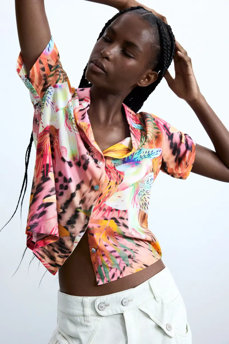 Camicia a maniche corte tropicale RED