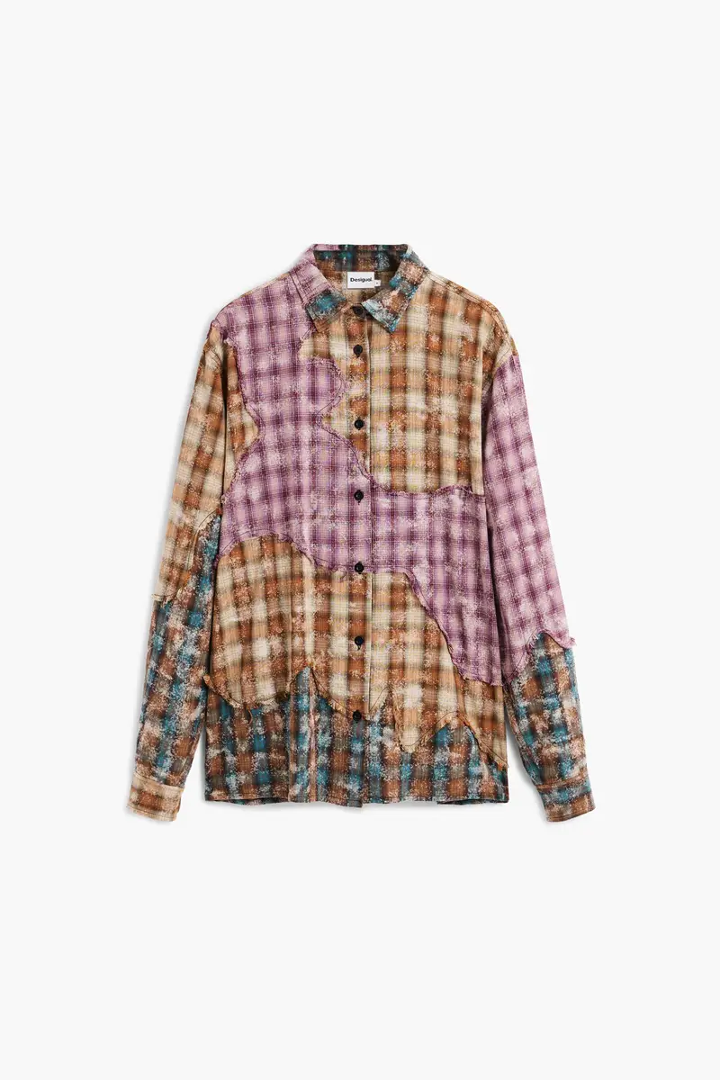 Camicia a maniche lunghe a quadri patch YELLOW