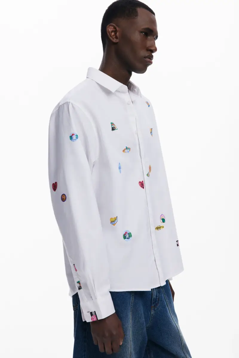 Camicia a maniche lunghe con disegni WHITE miniatura 2