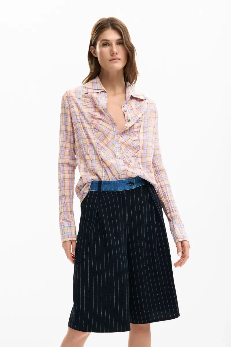 Desigual Maglia a quadri arricciata multicolore