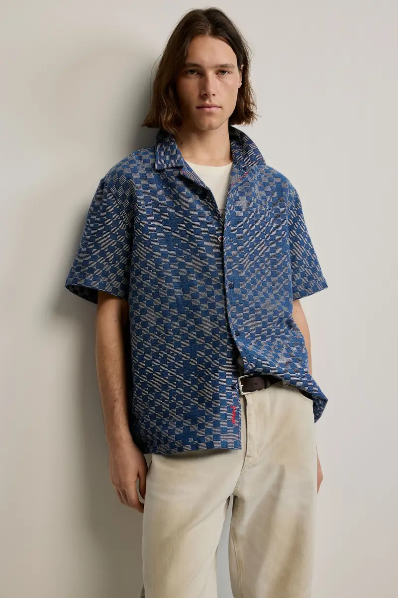 camicia a quadri blu BLUE