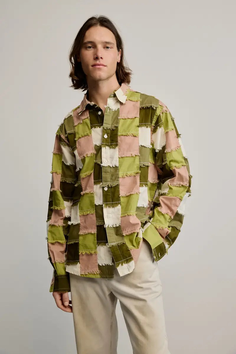 camicia a quadri patchwork GREEN