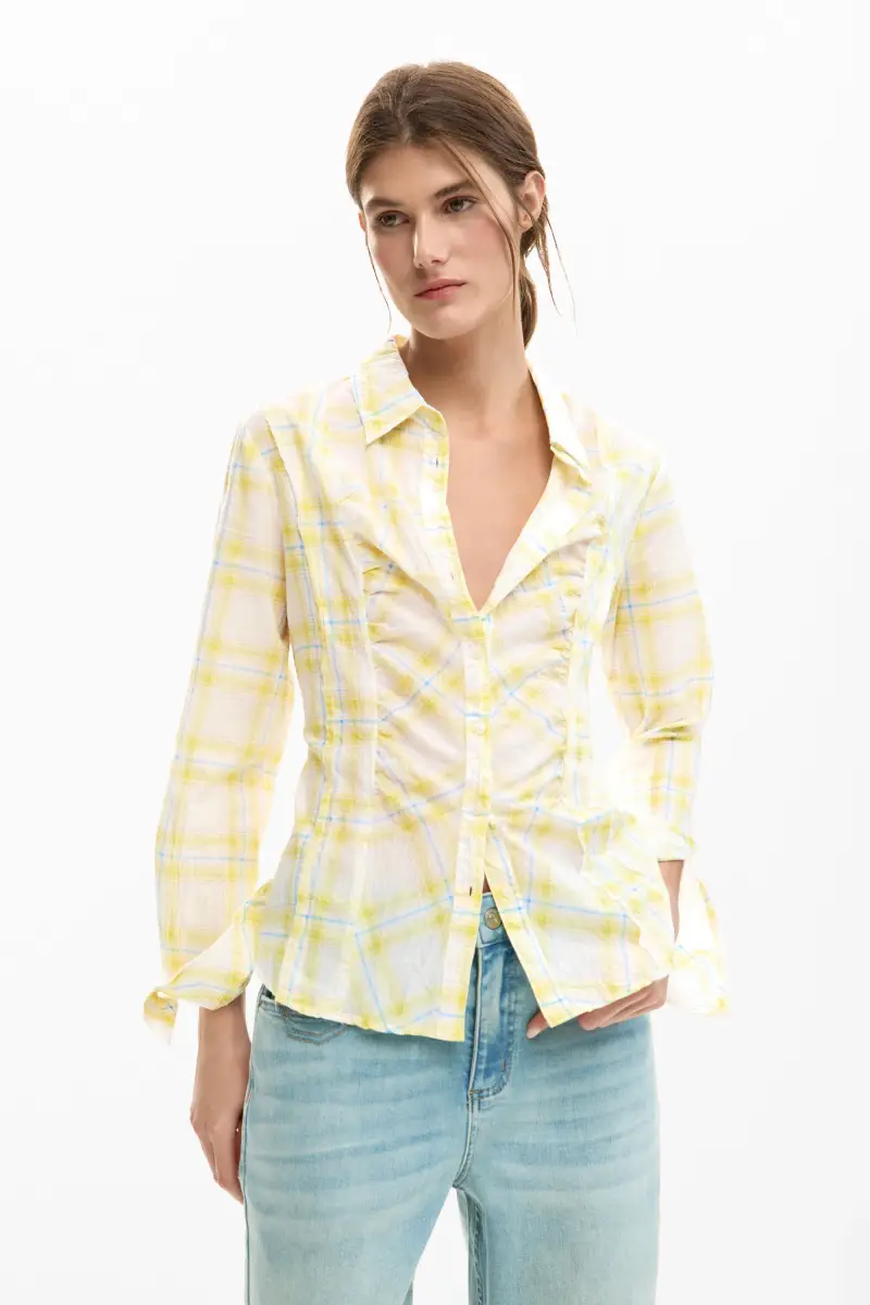 Desigual Maglia a quadri multicolore in cotone