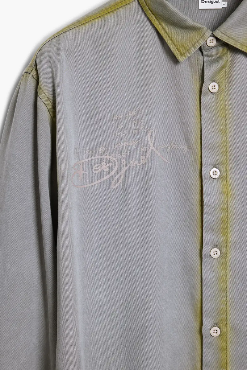 Camicia con lettering effetto consumato WHITE miniatura 2