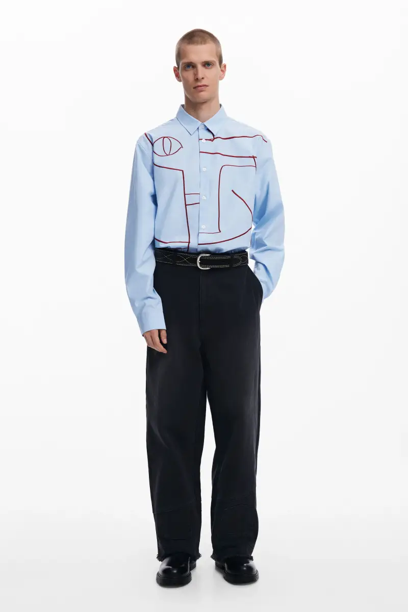 Camicia con ricami astratti BLUE miniatura 2