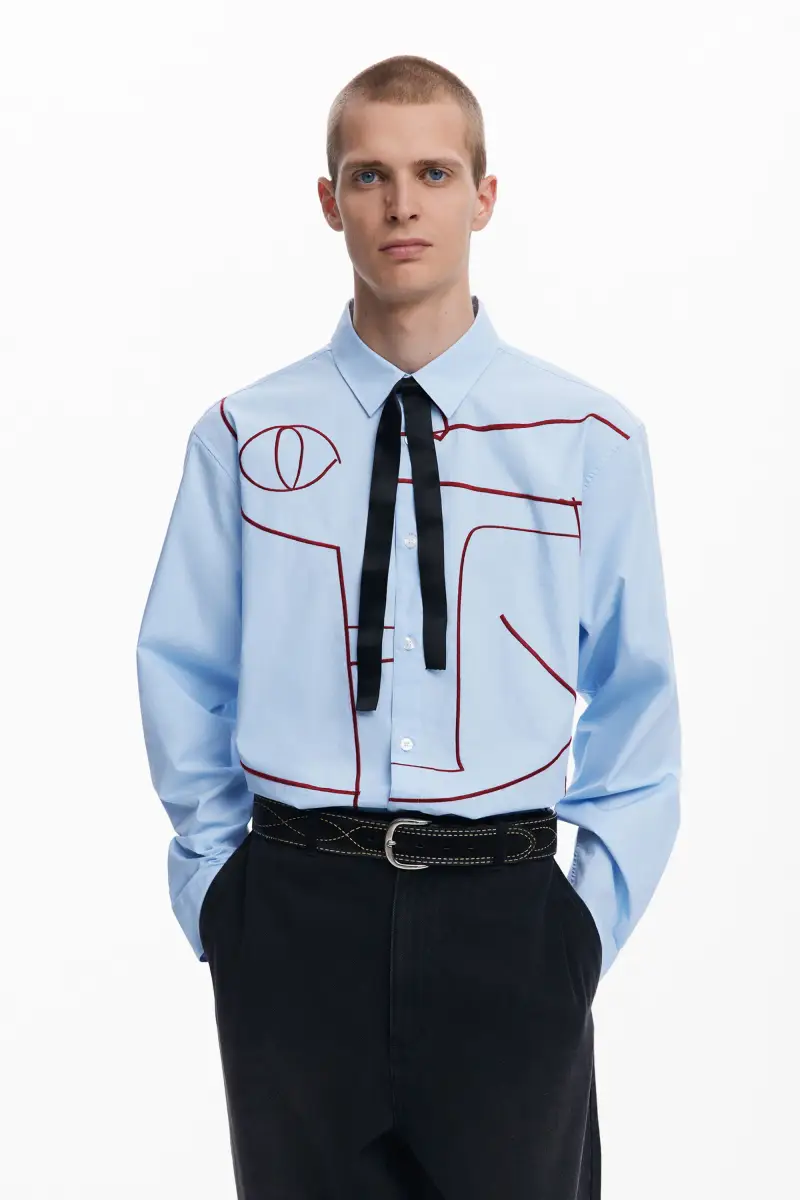 Camicia con ricami astratti BLUE